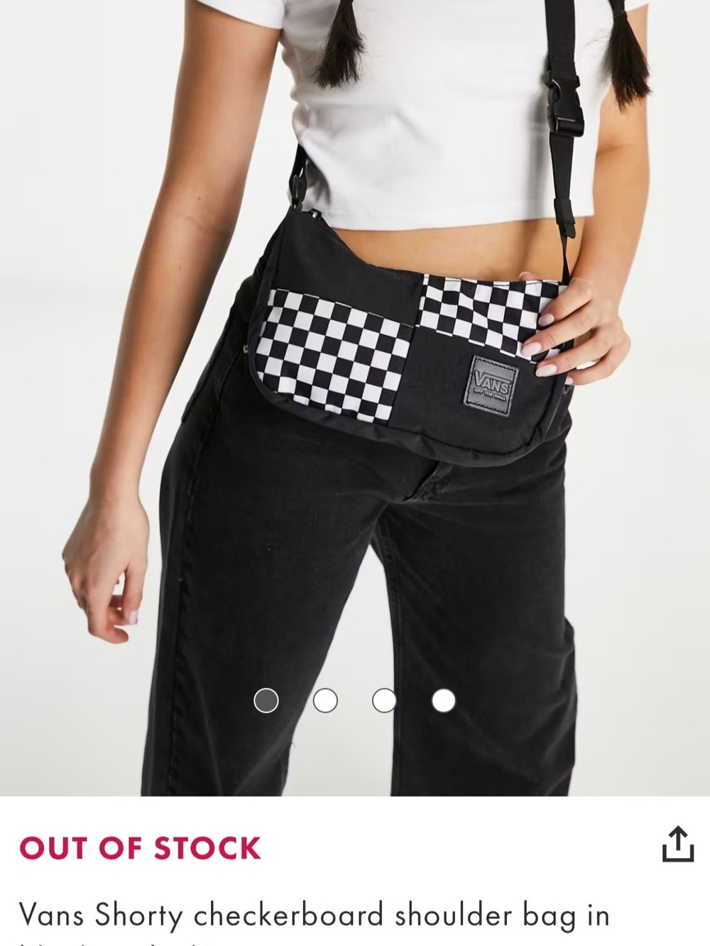 Vans Shorty Checkerboard Crossbody Shoulder Bag in Black/White